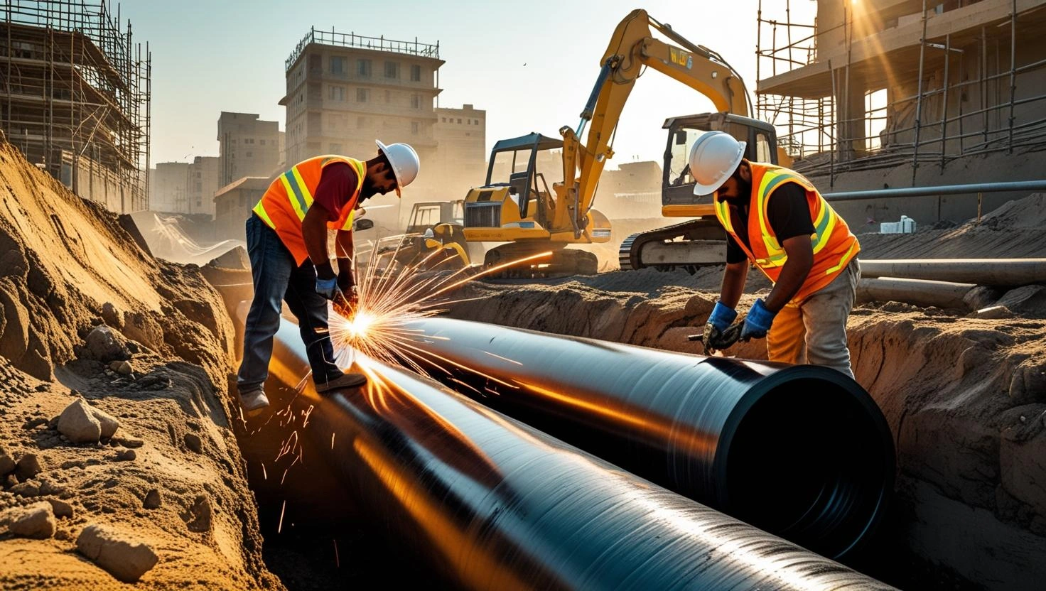 HDPE water pipe installation using fusion welding in Pakistan