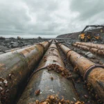 Giant Norwegian Pipes Washed Ashore on Norfolk Coast Successfully Salvaged and Recycled