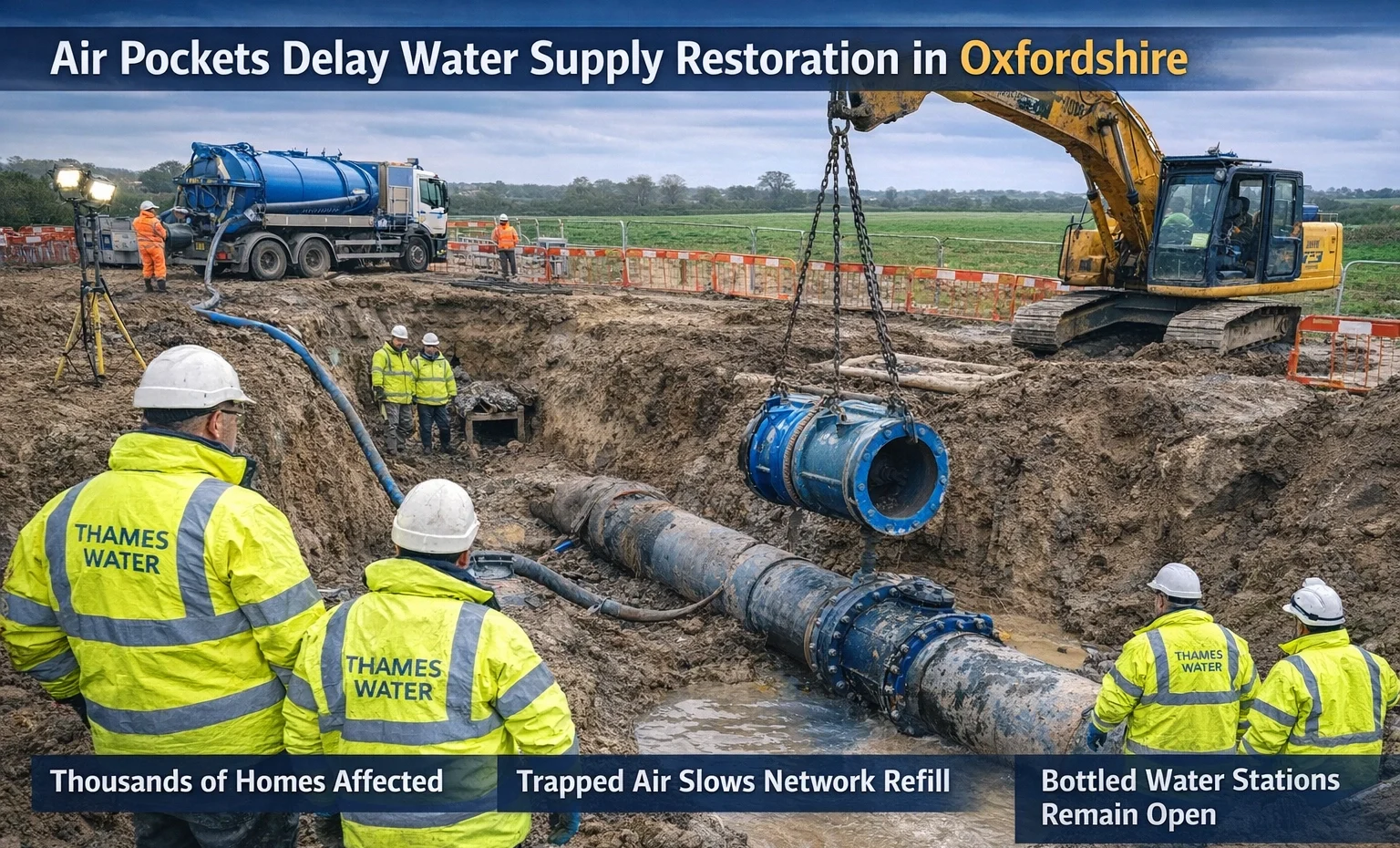 Air Pockets Delay Water Supply Restoration in Oxfordshire