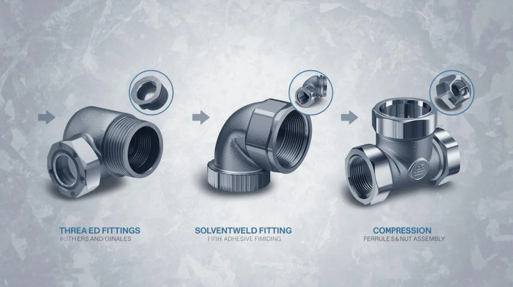 All About Pipe Fittings: Threaded vs. Solvent Weld vs. Compression Fittings