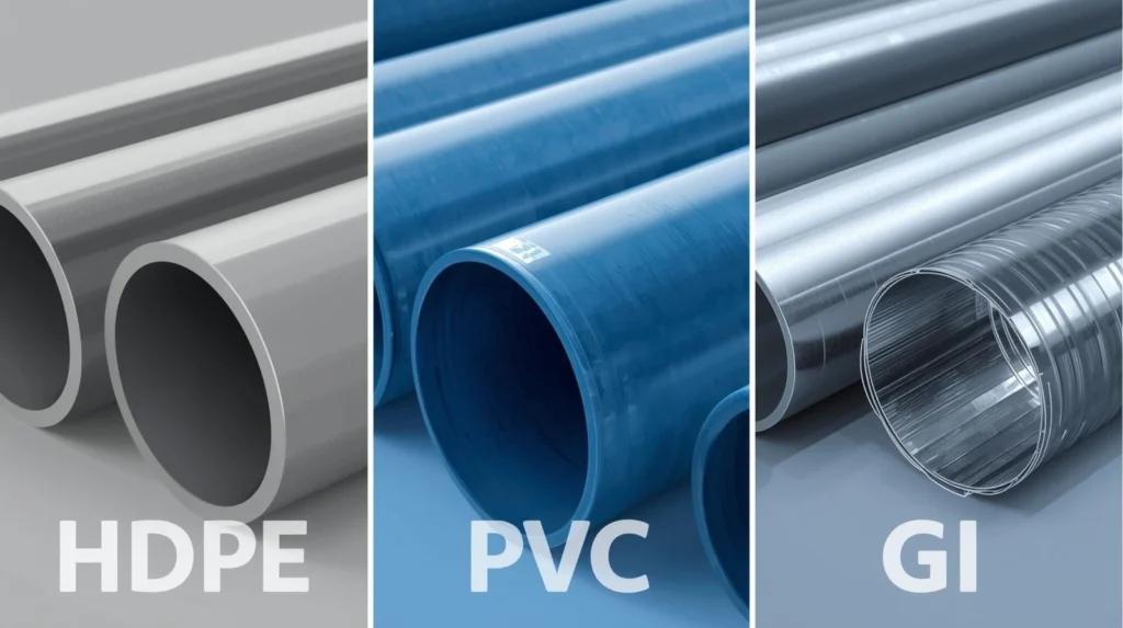 HDPE vs. PVC vs. GI Pipes: Which One Saves You More Money in the Long Run? 2 HDPE vs. PVC vs. GI Pipes: Which One Saves You More Money in the Long Run
