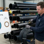 HDPE pipe size chart showing diameter and pressure rating specifications