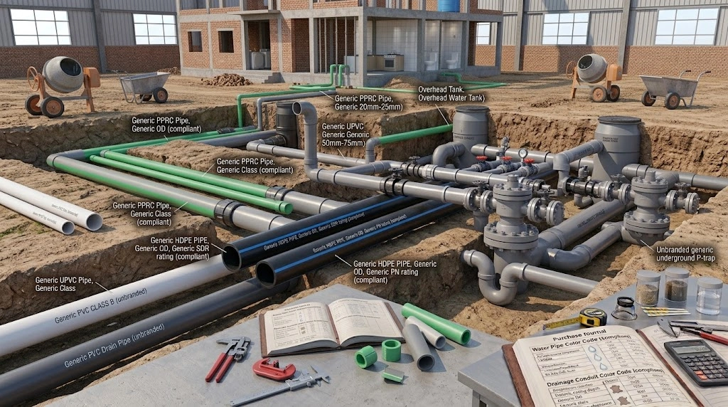 How Much Pipe Do You Need? A Simple Guide for Home Construction 2 Measuring PPRC UPVC and HDPE pipes for house construction in Pakistan