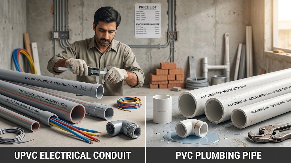 UPVC Electrical Conduit Pipes vs PVC Conduit Pipes: What's the Difference? 8 UPVC electrical conduit pipe compared with PVC plumbing pipe