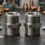 BSP vs NPT thread comparison showing metal pipe fittings and thread profiles