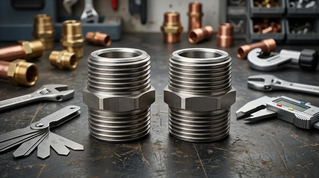 BSP vs NPT Thread Explained: A Practical Guide for Pakistani Plumbers 3 BSP vs NPT thread comparison showing metal pipe fittings and thread profiles