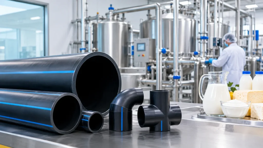 HDPE Pipe Food Grade: What It Means for Dairy and Food Processing Plants 2 HDPE pipes for water supply and utility applications in dairy and food processing plants