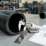 Pipe diameter flow rate formula illustrated by measuring the inside diameter of an HDPE pipe