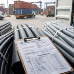 HDPE and PVC pipes at a Pakistani port for import customs clearance