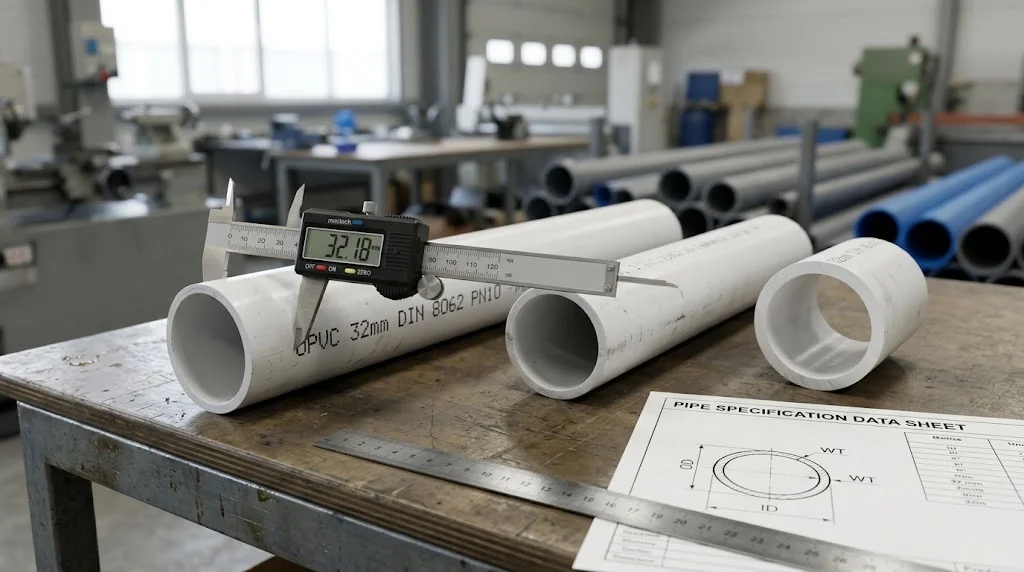 PVC Pipe Nominal Diameter Explained: Why a 1-Inch Pipe Is Not 1 Inch 2 PVC pipe nominal diameter comparison using a digital caliper to measure actual outside diameter